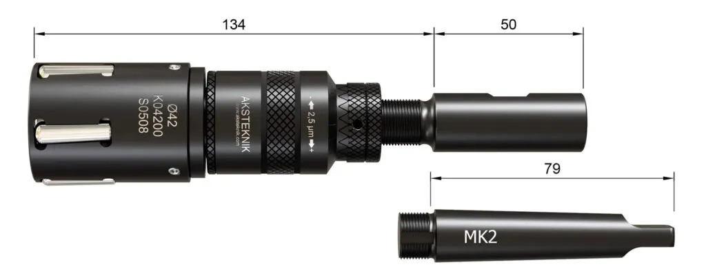 Dimension drawing — internal burnishing tool Ø 35.5–49.5 mm, unlimited working length