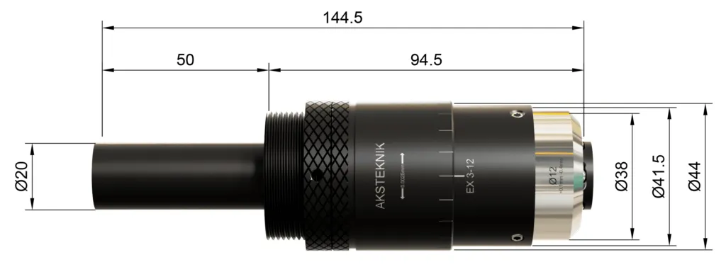 Dimension drawing — external burnishing tool Ø 3–12 mm